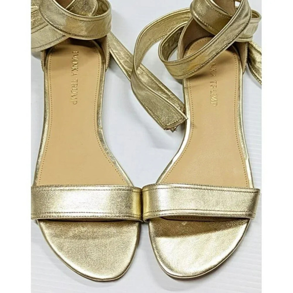 Ivanka Trump Women's Carthe Metallic Leather Ankle Tie Sandals Size 8 MSRP $120 - Picture 3 of 8